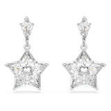 Swarovski Stella Drop Earrings Kite Cut Star White Rhodium Plated