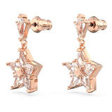 Stella Drop Earrings Kite cut, Star, White, Rose gold-tone plated