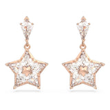 Stella Drop Earrings Kite cut, Star, White, Rose gold-tone plated