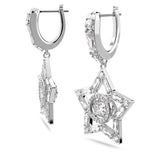Swarovski Stella hoop earrings Star, White, Rhodium plated