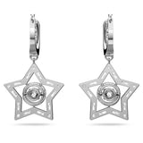 Swarovski Stella hoop earrings Star, White, Rhodium plated