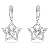 Swarovski Stella hoop earrings Star, White, Rhodium plated