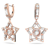 Swarovski Stella Hoop Earrings Star White Rose-gold tone plated