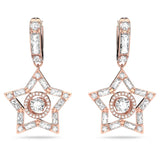 Swarovski Stella Hoop Earrings Star White Rose-gold tone plated