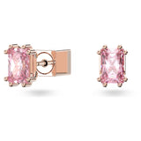 Stilla Stud Earrings Rectangular cut, Pink, Rose gold-tone plated