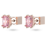 Stilla Stud Earrings Rectangular cut, Pink, Rose gold-tone plated