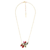 Les Nereides Strawberries White Flowers And Branch Full Of Leaves Necklace - Blue Salon