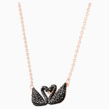 Swarovski Iconic Swan Necklace Black Rose-Gold Tone One Size