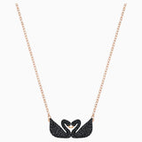Swarovski Iconic Swan Necklace Black Rose-Gold Tone One Size