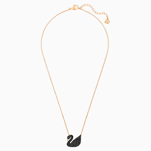 Swarovski Iconic Swan Pendant Black Rose-Gold Tone One Size – Blue Salon