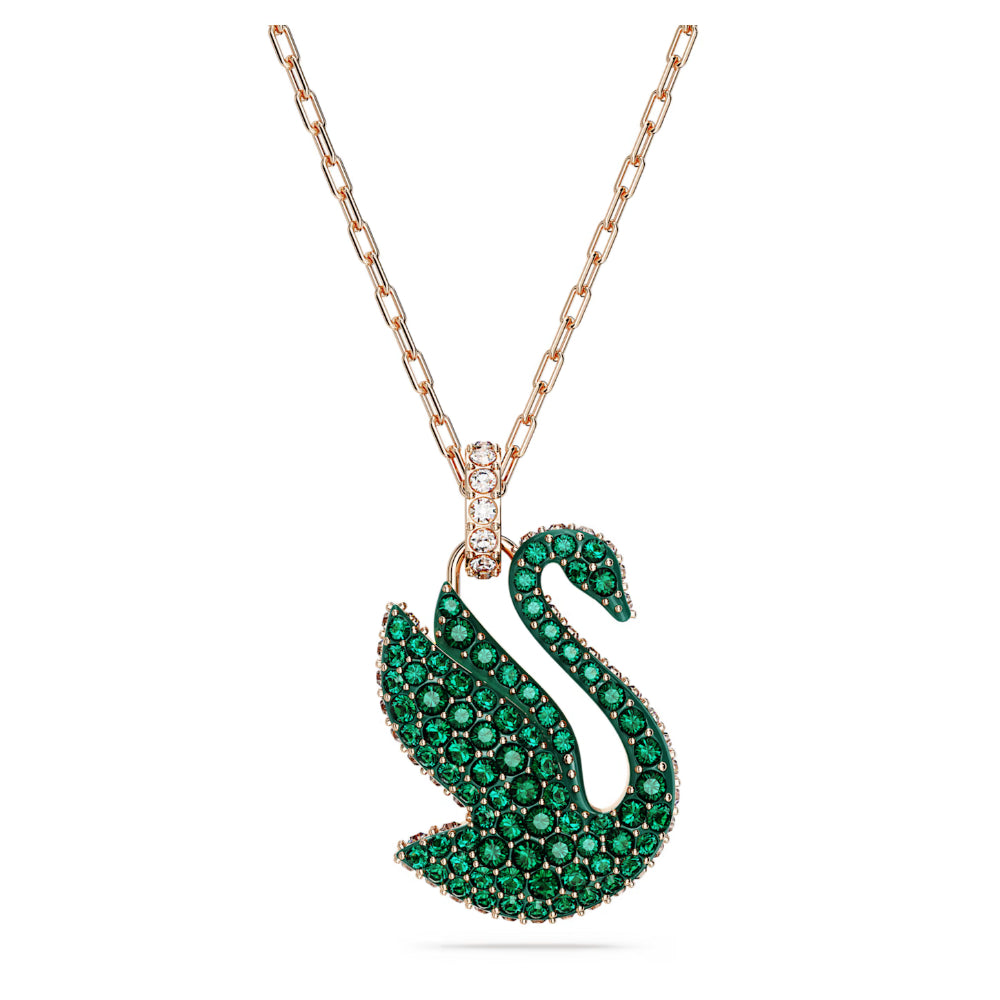 Swarovski Swarovski Iconic Swan Pendant Swan Green Rose Gold-Tone Plat ...