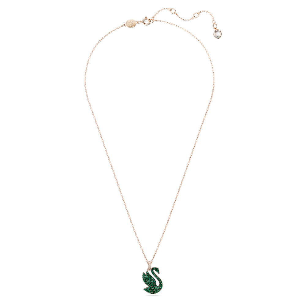Swarovski Swarovski Iconic Swan Pendant Swan Green Rose Gold-Tone Plat ...