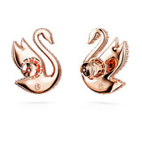 "Swarovski Iconic Swan stud earrings Green, Rose gold-tone plated"