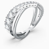 Swarovski Twist Rows Ring White, Rhodium Plated