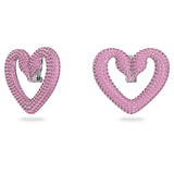 Swarovski Una Clip Earrings Heart Medium Pink Rhodium plated