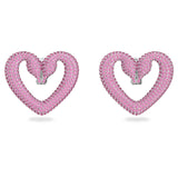 Swarovski Una Clip Earrings Heart Medium Pink Rhodium plated