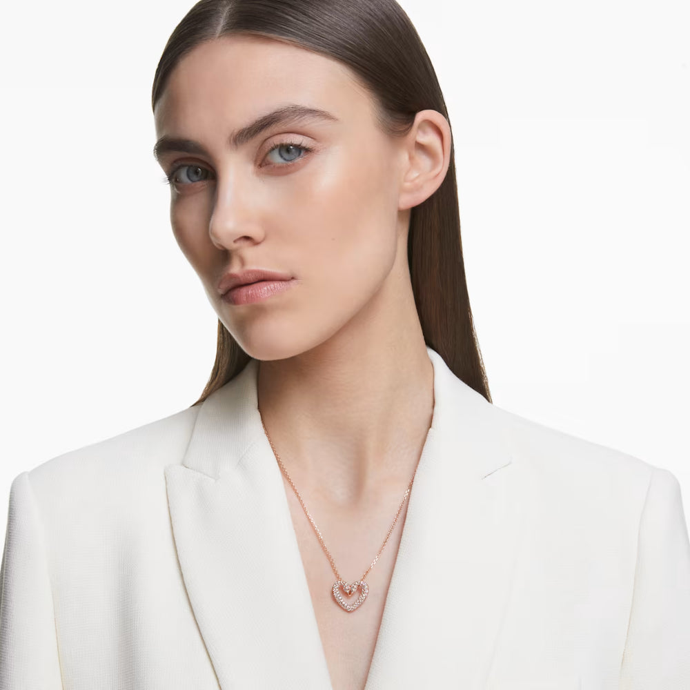 Swarovski Una Necklace with PendantHeart Small White Rose Gold