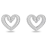 Swarovski Una Stud Earrings Heart Small White Rhodium plated