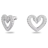 Swarovski Una Stud Earrings Heart Small White Rhodium plated