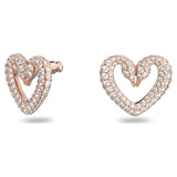 Swarovski Una Stud Earrings Heart Small White Rose-gold tone plated
