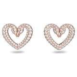 Swarovski Una Stud Earrings Heart Small White Rose-gold tone plated