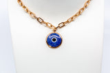Armani Ladies Necklace Base Metal With Lapis Lazuli Pendant & Rosegold Plated