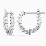 Swarovski Matrix Vittore hoop earrings, Round cut, White, Rhodium plated