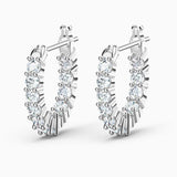 Swarovski Matrix Vittore hoop earrings, Round cut, White, Rhodium plated