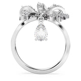 "Swarovski Volta cocktail ring Bow, Small, White, Rhodium plated"