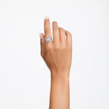 "Swarovski Volta cocktail ring Bow, Small, White, Rhodium plated"