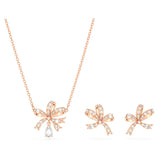 "Swarovski Volta set Bow, White, Rose gold-tone plated"