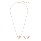 "Swarovski Volta set Bow, White, Rose gold-tone plated"