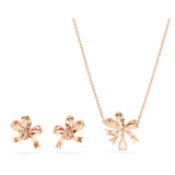 "Swarovski Volta set Bow, White, Rose gold-tone plated"