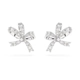 "Swarovski Volta stud earrings Bow, Small, White, Rhodium plated"
