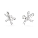 "Swarovski Volta stud earrings Bow, Small, White, Rhodium plated"