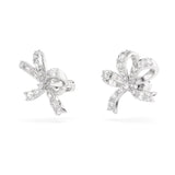 "Swarovski Volta stud earrings Bow, Small, White, Rhodium plated"