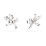 "Swarovski Volta stud earrings Bow, Small, White, Rhodium plated"