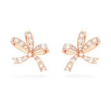 "Swarovski Volta stud earrings Bow, Small, White, Rhodium plated"