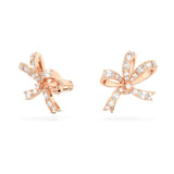 "Swarovski Volta stud earrings Bow, Small, White, Rhodium plated"
