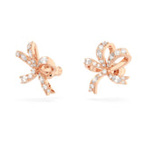 "Swarovski Volta stud earrings Bow, Small, White, Rhodium plated"